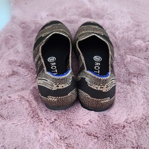 Rothy's Black and Brown Patterned Flats